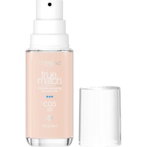 L’Oreal Paris True Match Super-Blendable Foundation, Medium Coverage Liquid Foundation Makeup, C0.5, Light, 1 Fl Oz