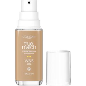 L’Oreal Paris True Match Super-Blendable Foundation, Medium Coverage Liquid Foundation Makeup, W6.5, Medium, 1 Fl Oz