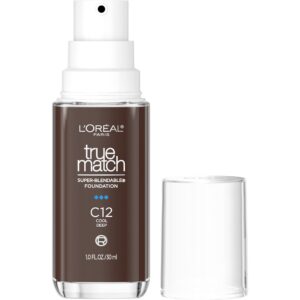 L’Oreal Paris True Match Super-Blendable Foundation, Medium Coverage Liquid Foundation Makeup, C12, Deep, 1 Fl Oz