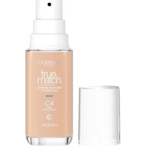 L’Oreal Paris True Match Super-Blendable Foundation, Medium Coverage Liquid Foundation Makeup, C4, Light Medium, 1 Fl Oz