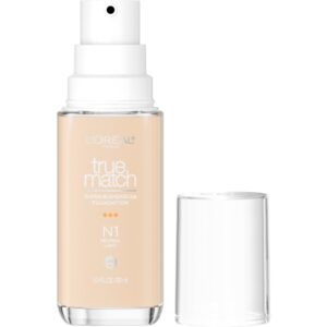L’Oreal Paris True Match Super-Blendable Foundation, Medium Coverage Liquid Foundation Makeup, N1, Light, 1 Fl Oz