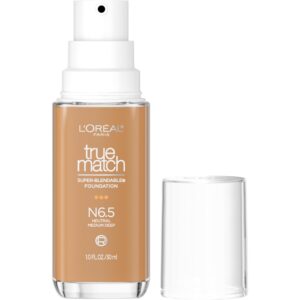 L’Oreal Paris True Match Super-Blendable Foundation, Medium Coverage Liquid Foundation Makeup, N6.5, Medium Deep, 1 Fl Oz