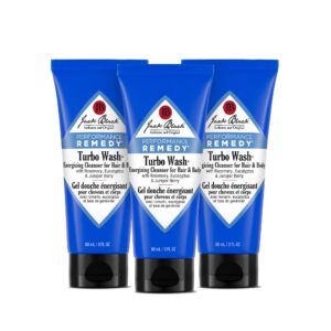 Jack Black Turbo Wash Energizing Body & Hair Cleanser, 3 Fl Oz – Rosemary, Eucalyptus & Juniper Berry – Mens Body Wash, Mens Shampoo, Hair Care, Dual-Purpose Body Wash Men, Sulfate–Free, Pack of 3