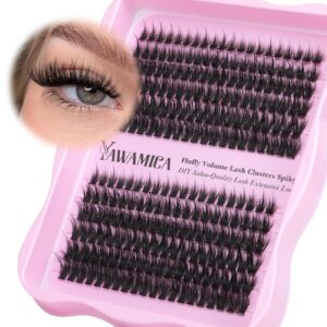 Yawamica Eyelash Clusters 10-18mm Eyelash Extensions Wispy Lash Clusters 80D Fluffier Volume Individual Lashes 240pcs D Curly Cluster Lashes DIY Lash Extension by Self for Wispy Hybrid Look