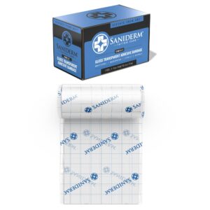 Saniderm Tattoo Aftercare Bandage (Small Roll, 4 in x 8 yd) – Convenient, Faster Tattoo Healing and Protection – Sterile, Waterproof, and Latex-Free