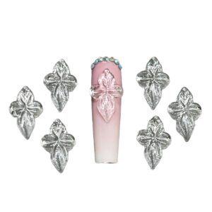 Set 10Pcs Gel 3D Flowers Nails Charms Plain No Rhinestone Gems Handmade by Gel, Design For Medium & Long Nail, 3D Flower Nail Art Floral Salon Decor For Women(Large, Poinettia – Clear)