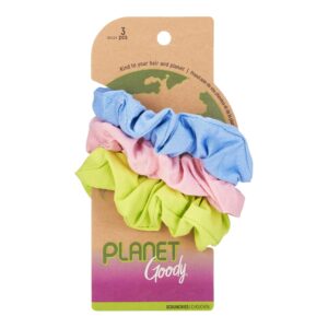 Goody Planet Ouchless Scrunchie – 3 Count, Assorted Pastel Colors – Sustainable Plant-Based Hair Accessory for Effortless Styling and Secured Hairstyles, All Hair Types