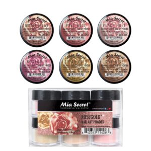 Mia Secret Colored Acrylic Nail Art Powder Collection – Rosegold> 6PC