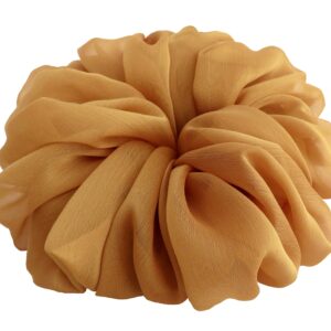 38 Colors Available, Big Scrunchies for Hair, Soft Cheer Chiffon large Ponytail Holder, Cute Birthday Gift for Women Girl Teen, Holiday Accessory (Chiffon Beige)