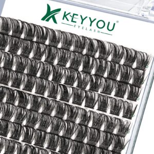 Lash Clusters,96 Pcs Cluster Lashes D Curl 16mm DIY Lash Extensions Eyelash Clusters,KEYYOU Volume Wispy Individual Lashes Soft&Comfortable Easy DIY at Home(Y06,D-16mm)