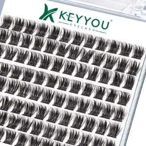 Lash Clusters,96 Pcs Cluster Lashes Y06 D Curl 12mm DIY Lash Extensions Eyelash Clusters,KEYYOU Volume Wispy Individual Lashes Soft&Comfortable Easy DIY at Home(Y06,D-12mm)