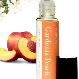 Gardenia Peach Delicious Pure Essential and Fragrance Oil Perfume Roll On with Organic Jojoba Oil, Eau de Toilette, Alcohol Free, Small-Batch, Made in California