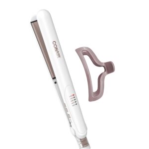 Conair Double Ceramic Flat Iron, 1-inch Hair Straightener with Bonus Claw Clip