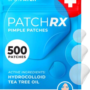 PatchRx Pimple Patches for Face (500 Patches), Hydrocolloid Acne Patches with Tea Tree Oil, Pimple Patch Pimple Stickers – Hydrocolloid Patch Acne Dots – Acne Pimple Patches For Face – Zit Patches