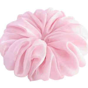 38 Colors Available, Big Scrunchies for Hair, Soft Cheer Chiffon large Ponytail Holder, Cute Birthday Gift for Women Girl Teen, Holiday Accessory (Chiffon Baby Pink)