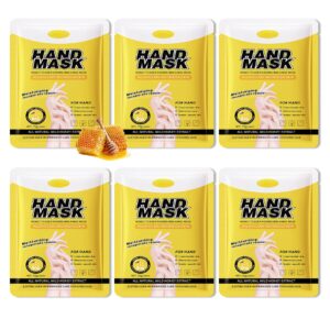 WLGLinGui 6 Pairs Hand Masks Moisturizing Gloves Overnight>Hydrating Exfoliating Hand Peeling Spa Masks for Dry Cracked Rough Hands>Silky Hand Care Mask for Women Men K