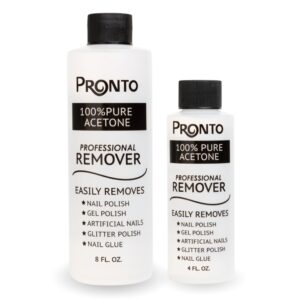 Pronto 100% Acetone Gel Nail Polish Remover – Gel Polish Remover for Nails | Acetone Nail Polish Remover & Acrylic Nail Remover for Removal of Glue, Gel & Dip | Gel Nail Remover, 12 Fl oz