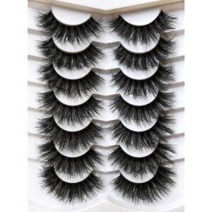 Pooplunch False Eyelashes Fluffy Dramatic 20MM Long Faux Mink Lashes 7 Pairs Pack 8D Luxury Volume Thick Soft Fake Eye Lashes Multipack