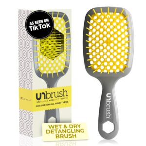 FHI Heat UNbrush Detangling Brush for Pain-Free Brushing on All Wet or Dry Hair Types — Durable DuoFlex Anti-Static Bristles, Lightweight Handle, Vented Hair Brush, Sun Ceremony