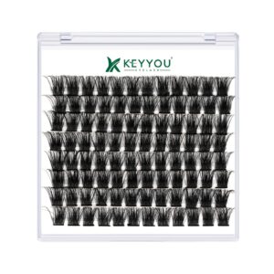 Lash Clusters,96 Pcs Cluster Lashes D Curl 16mm DIY Lash Extensions Eyelash Clusters,KEYYOU Volume Wispy Individual Lashes Soft&Comfortable Easy DIY at Home(Y05,D-16mm)