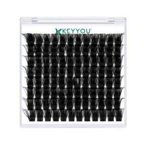 Lash Clusters,96 Pcs Cluster Lashes D Curl 18mm DIY Lash Extensions Eyelash Clusters,KEYYOU Volume Wispy Individual Lashes Soft&Comfortable Easy DIY at Home(Y04,D-18mm)
