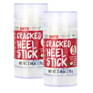 Onyx Professional Cracked Heel Repair Balm Stick (2 Pack) Dry Cracked Feet Treatment, Moisturizing Heel Balm Rolls On So No Mess Like Foot Cream or Foot Lotion, Rescues Cracked Feet, Coconut Scent