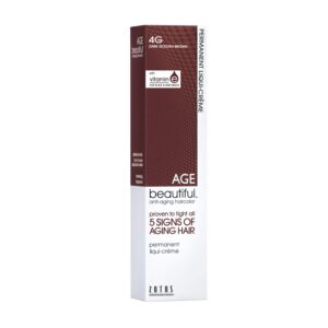 AGE beautiful Permanent Hair Color Dye Liqui Creme | 100% Gray Coverage | Anti-Aging Haircolor | Biotin for Thicker, Fuller Hair | Professional Salon Coloring | 4G Dark Golden Brown
