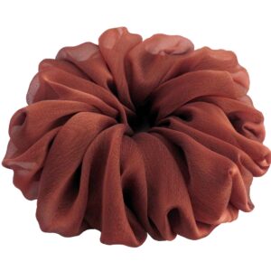 38 Colors Available, Big Scrunchies for Hair, Soft Cheer Chiffon large Ponytail Holder, Cute Birthday Gift for Women Girl Teen, Holiday Accessory (Chiffon Brown Copper)