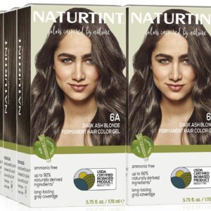 Naturtint 6A Dark Ash Blonde Permanent Hair Color (Pack of 6), Ammonia Free, Vegan, Cruelty Free, up to 100% Gray Coverage, Long Lasting Results (Packaging may vary)
