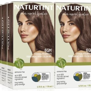Naturtint 6GM Chocolate Brown Permanent Hair Color (Pack of 6), Ammonia Free, Vegan, Cruelty Free, up to 100% Gray Coverage, Long Lasting Results (Packaging may vary)