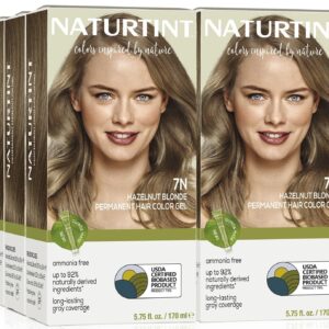 Naturtint 7N Hazelnut Blonde Permanent Hair Color (Pack of 6), Ammonia Free, Vegan, Cruelty Free, up to 100% Gray Coverage, Long Lasting Results (Packaging may vary)