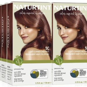 Naturtint 5C Light Copper Chestnut Permanent Hair Color (Pack of 6), Ammonia Free, Vegan, Cruelty Free, up to 100% Gray Coverage, Long Lasting Results (Packaging may vary)