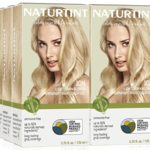 Naturtint 10N Light Dawn Blonde Permanent Hair Color (Pack of 6), Ammonia Free, Vegan, Cruelty Free, up to 100% Gray Coverage, Long Lasting Results (Packaging may vary)