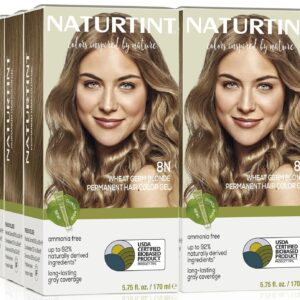 Naturtint 8N Wheat Germ Blonde Permanent Hair Color (Pack of 6), Ammonia Free, Vegan, Cruelty Free, up to 100% Gray Coverage, Long Lasting Results (Packaging may vary)