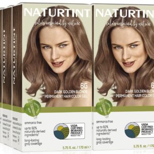 Naturtint 6G Dark Golden Blonde Permanent Hair Color (Pack of 6), Ammonia Free, Vegan, Cruelty Free, up to 100% Gray Coverage, Long Lasting Results (Packaging may vary)