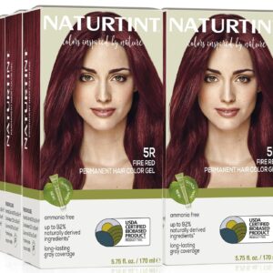 Naturtint 5R Fire Red Permanent Hair Color (Pack of 6), Ammonia Free, Vegan, Cruelty Free, up to 100% Gray Coverage, Long Lasting Results (Packaging may vary)