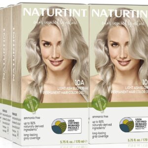 Naturtint 10A Light Ash Blonde Permanent Hair Color (Pack of 6), Ammonia Free, Vegan, Cruelty Free, up to 100% Gray Coverage, Long Lasting Results (Packaging may vary)