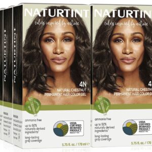 Naturtint 4N Natural Chestnut Permanent Hair Color (Pack of 6), Ammonia Free, Vegan, Cruelty Free, up to 100% Gray Coverage, Long Lasting Results (Packaging may vary)