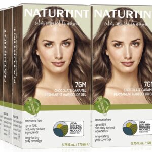 Naturtint 7GM Chocolate Caramel Permanent Hair Color (Pack of 6), Ammonia Free, Vegan, Cruelty Free, up to 100% Gray Coverage, Long Lasting Results (Packaging may vary)