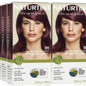 Naturtint 5M Light Mahogany Chestnut Permanent Hair Color (Pack of 6), Ammonia Free, Vegan, Cruelty Free, up to 100% Gray Coverage, Long Lasting Results (Packaging may vary)