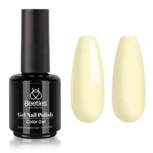 Beetles Gel Nail Polish, 1Pcs 15ml Pastel Yellow Gel Nail Polish Lemon Cheese Gel Polish Soak Off Uv LED Gel Nail Art DIY Manicure At Home Gift for Girls Women