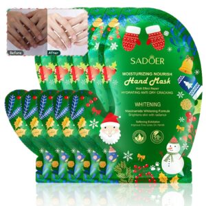 5 Pairs Hand Masks Moisturizing Glove With Vitamin B3 & Aloe Extract> Softening Hand Mask Gift Set> Hand Moisturizer Gloves Renew Extra Dry Aging Skin> Exfoliating Hand Peeling Mask