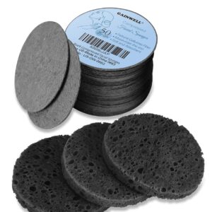 GAINWELL 50-Count Black Compressed Facial Sponges for Daily Facial Cleansing and Exfoliating, 100％ Natural Cosmetic Spa Sponges for Makeup Remover, Reusable