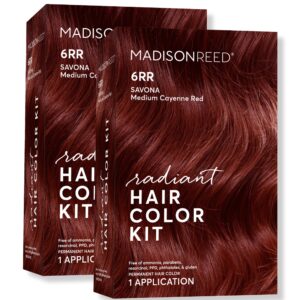 Madison Reed Radiant Hair Color Kit, Medium Cayenne Red, Ammonia-Free, 6RR Savona Scarlet, Permanent Hair Dye, Pack of 2