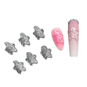 Set 10Pcs Clear Gel 3D Flowers Nails Charms Plain No Rhinestone Gems Handmade by Gel, Design For Medium & Long Nail, 3D Flower Nail Art Floral Salon Decor For Women(Medium, Orchid – Clear)