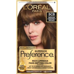 L’Oreal Paris Superior Preference Fade-Defying + Shine Permanent Hair Color, 5CB Medium Chestnut Brown, Pack of 1, Hair Dye