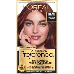 L’Oreal Paris Superior Preference Fade-Defying Color + Shine System, 5MB Medium Auburn(Packaging May Vary), Pack of 1,