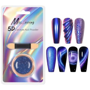 Blue Chrome Nail Powder> Cat Eye Nail Powder Dip> Chameleon Chrome Nail Powder> Blue Nail Shimmer Powder> Mirror Effect Cat Eye Magnetic Chrome Powder for Gel Nails Gift for Women Girls