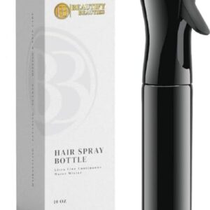 BeautifyBeauties Hair Spray Bottle – Ultra Fine Continuous Water Mister for Hairstyling, Cleaning, Plants, Misting & Skin Care (Black, 10.1 Ounces)