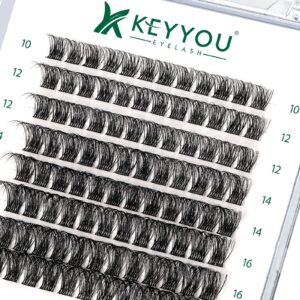 Lash Clusters 96pcs Individual Lashes D Curl 10-18MIX Cluster Lashes KEYYOU Volume Wispy Lash Extension Soft&Comfortable Easy DIY at Home(Y11 D-10-18MIX)
